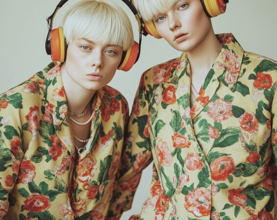 Floral Duo with Headphones