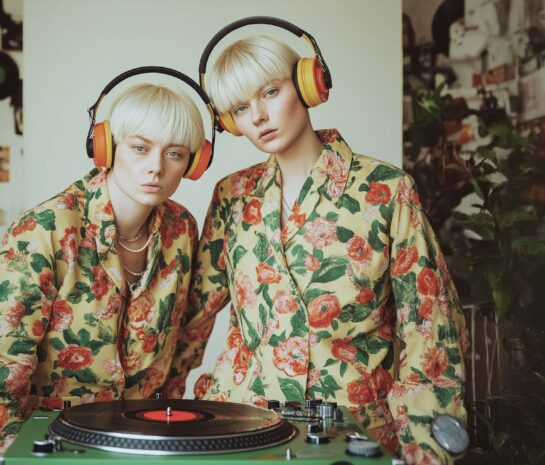 Floral Duo with Headphones